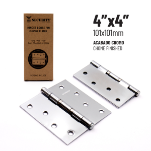 Door Hinge 4" x 4" - Chrome Plated